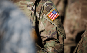 A close-up of a U.S. Marine soldier in uniform